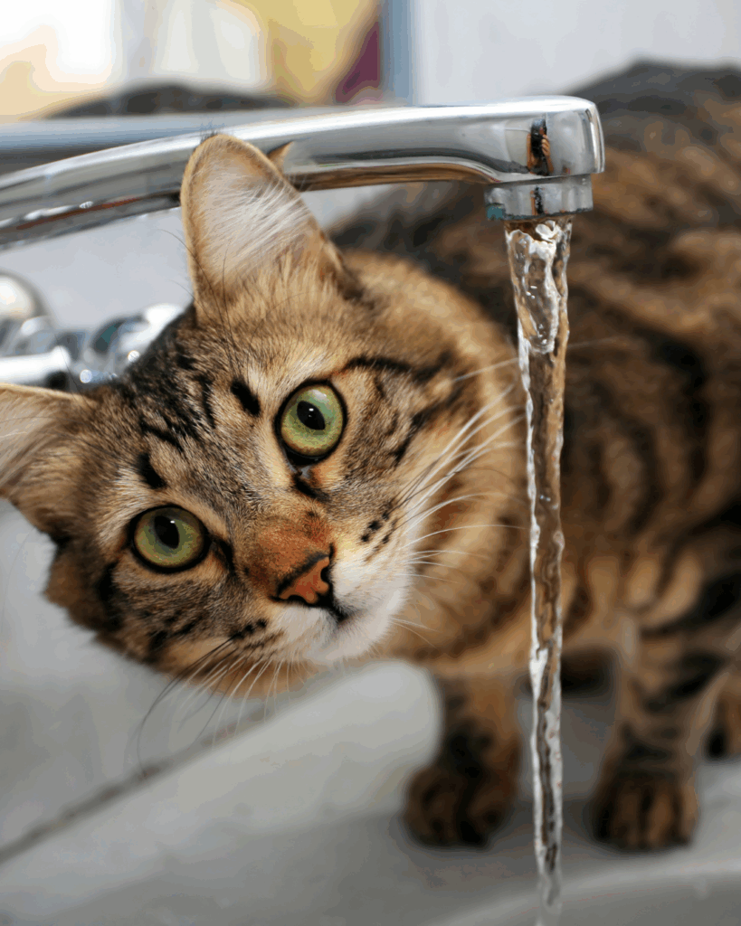 Chat qui boit de l'eau - vétérinaire à Saint Gely du Fesc